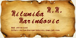 Milunika Marinković vizit kartica